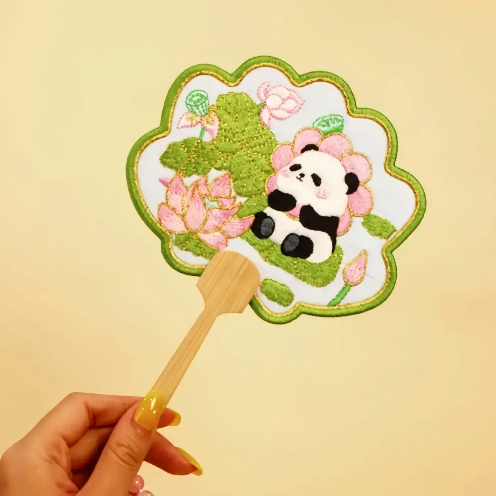 Embroidered small round fan
